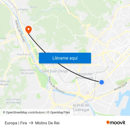 Europa | Fira to Molins De Rei map