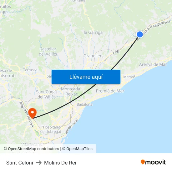 Sant Celoni to Molins De Rei map