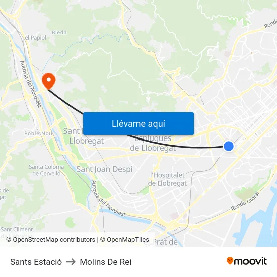 Sants Estació to Molins De Rei map