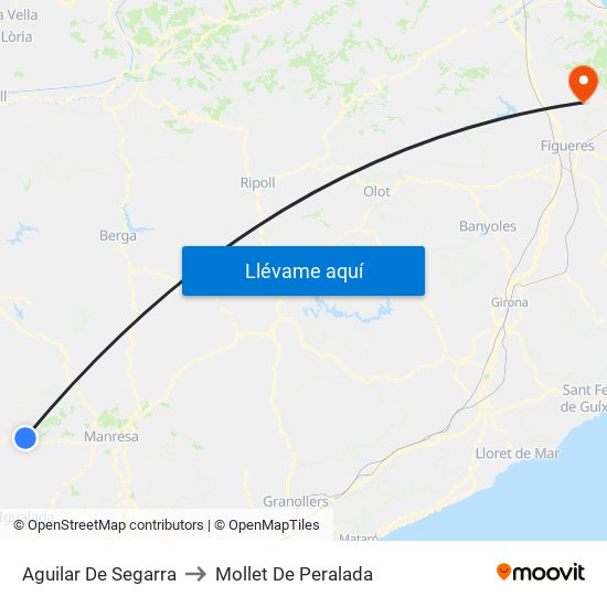 Aguilar De Segarra to Mollet De Peralada map