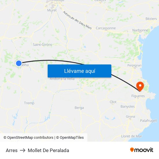 Arres to Mollet De Peralada map