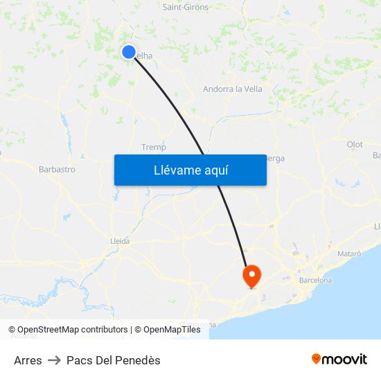 Arres to Pacs Del Penedès map
