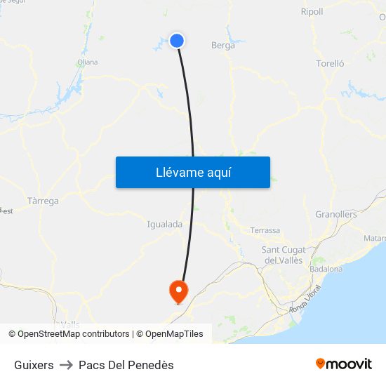 Guixers to Pacs Del Penedès map