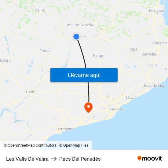 Les Valls De Valira to Pacs Del Penedès map