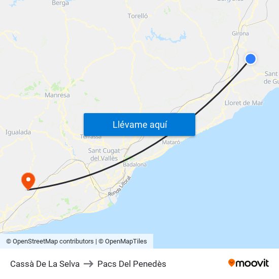 Cassà De La Selva to Pacs Del Penedès map