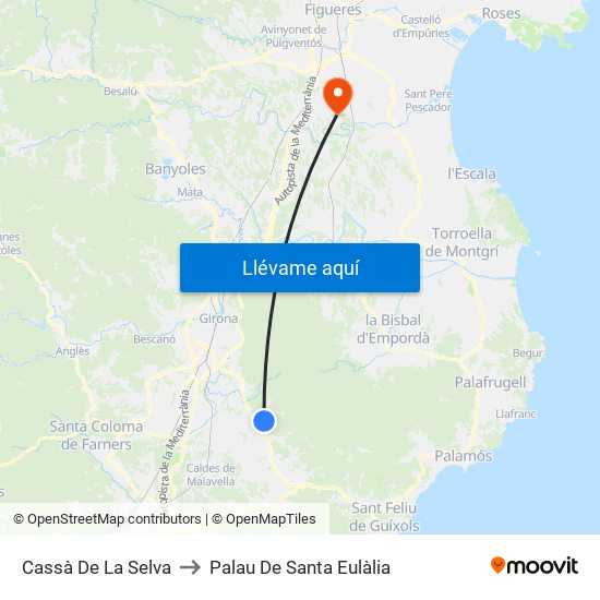 Cassà De La Selva to Palau De Santa Eulàlia map