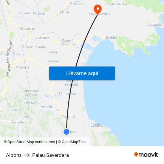 Albons to Palau-Saverdera map