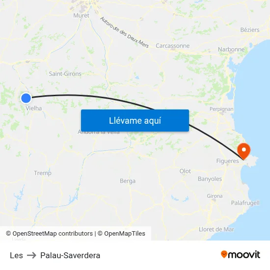 Les to Palau-Saverdera map