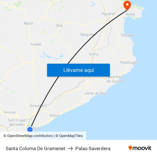 Santa Coloma De Gramenet to Palau-Saverdera map