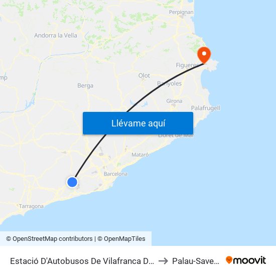 Estació D'Autobusos De Vilafranca Del Penedès to Palau-Saverdera map