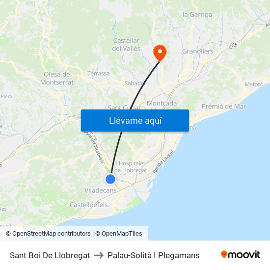 Sant Boi De Llobregat to Palau-Solità I Plegamans map