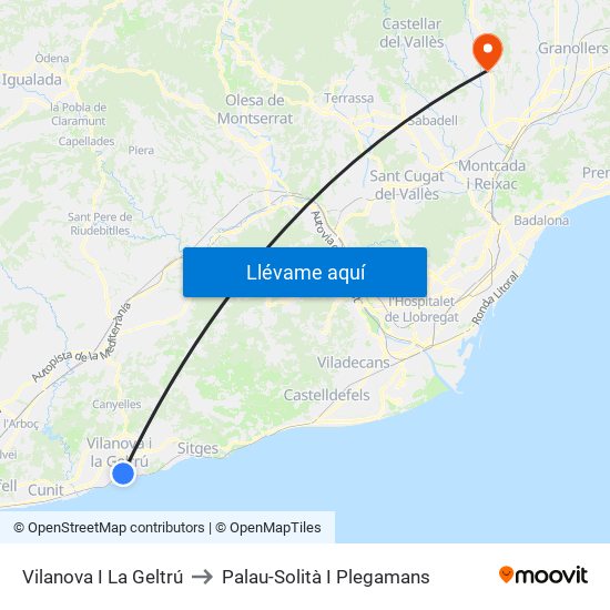 Vilanova I La Geltrú to Palau-Solità I Plegamans map