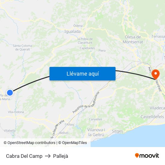 Cabra Del Camp to Pallejà map