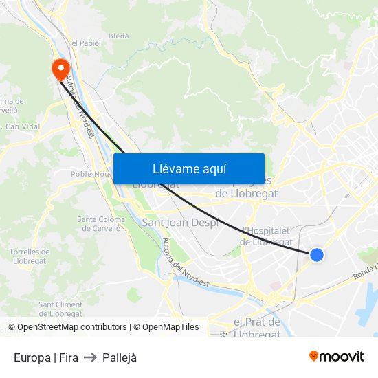 Europa | Fira to Pallejà map