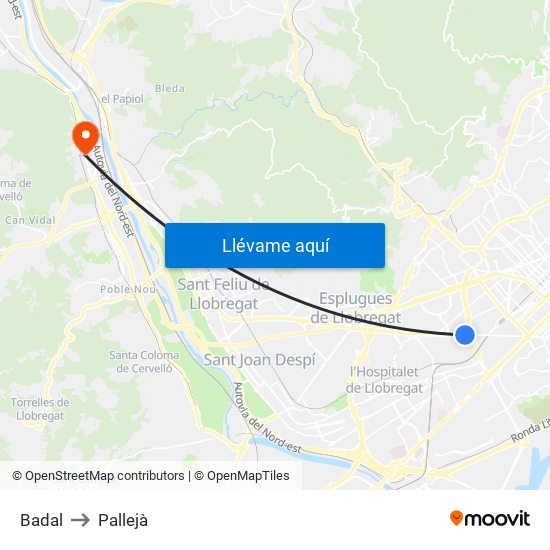 Badal to Pallejà map