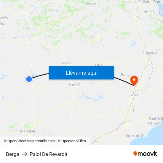 Berga to Palol De Revardit map