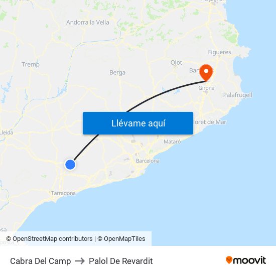 Cabra Del Camp to Palol De Revardit map
