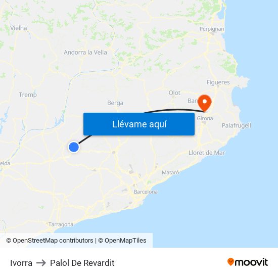 Ivorra to Palol De Revardit map