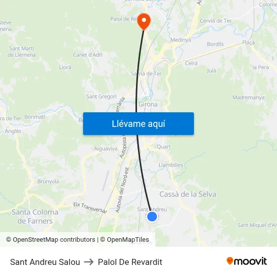 Sant Andreu Salou to Palol De Revardit map