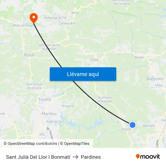 Sant Julià Del Llor I Bonmatí to Pardines map