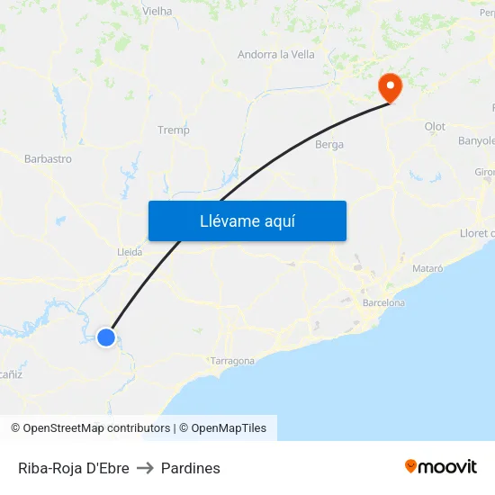 Riba-Roja D'Ebre to Pardines map
