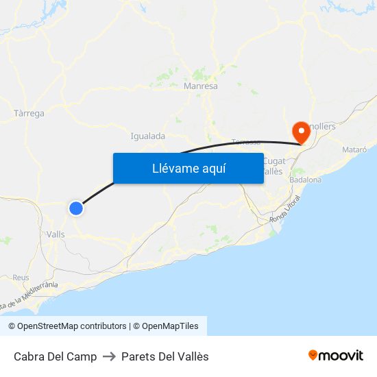 Cabra Del Camp to Parets Del Vallès map