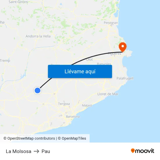 La Molsosa to Pau map