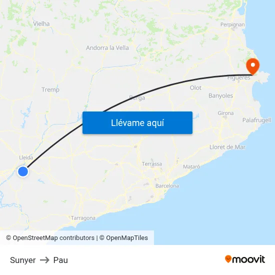Sunyer to Pau map