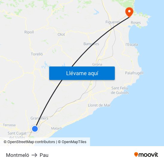 Montmeló to Pau map