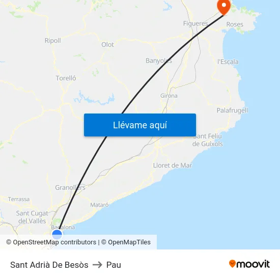 Sant Adrià De Besòs to Pau map