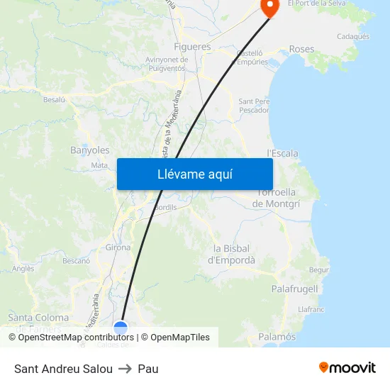 Sant Andreu Salou to Pau map