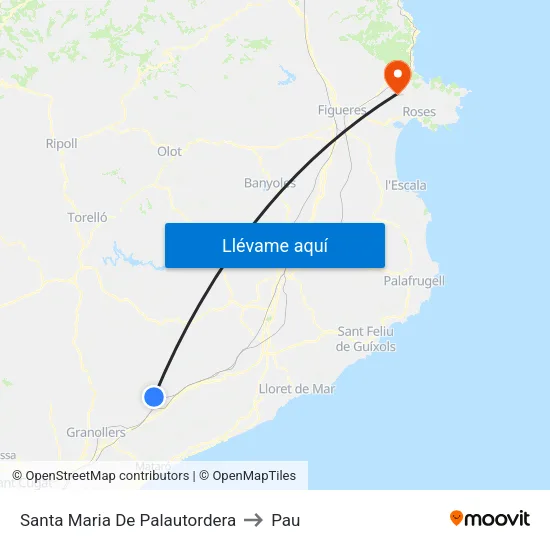 Santa Maria De Palautordera to Pau map