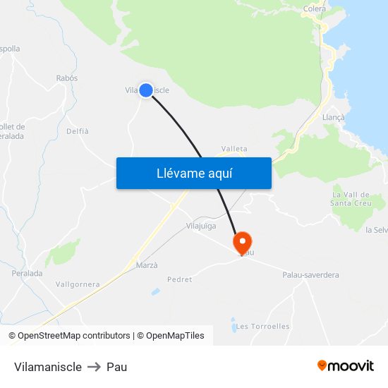 Vilamaniscle to Pau map