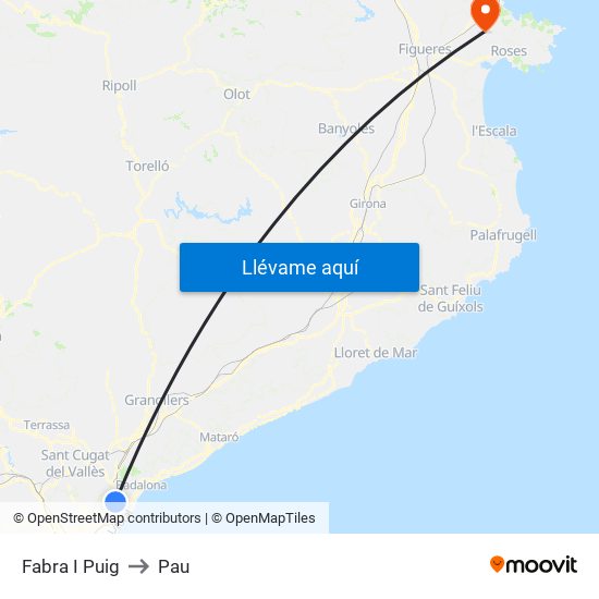 Fabra I Puig to Pau map