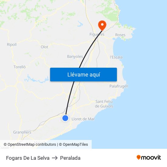 Fogars De La Selva to Peralada map