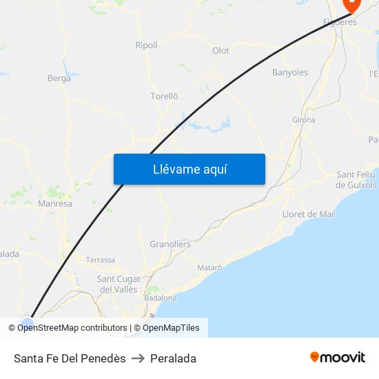 Santa Fe Del Penedès to Peralada map