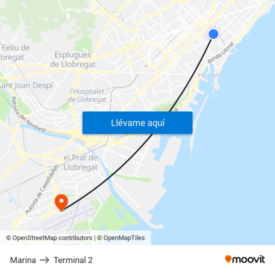 Marina to Terminal 2 map