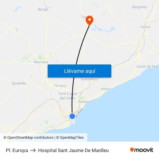 Pl. Europa to Hospital Sant Jaume De Manlleu map
