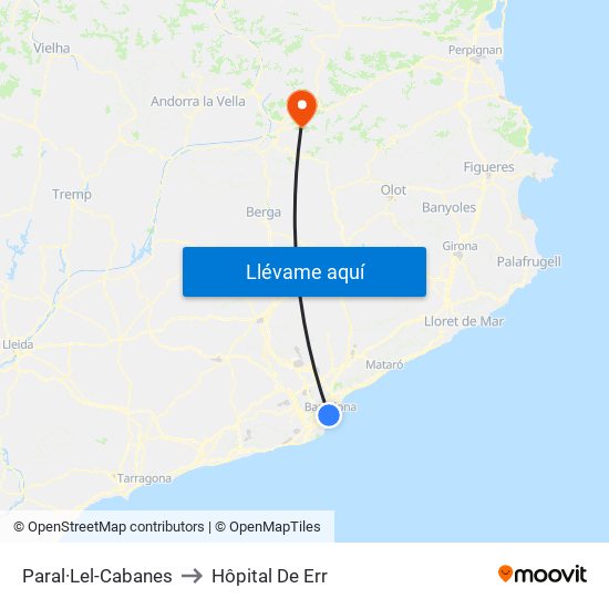 Paral·Lel-Cabanes to Hôpital De Err map