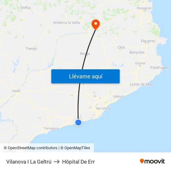Vilanova I La Geltrú to Hôpital De Err map
