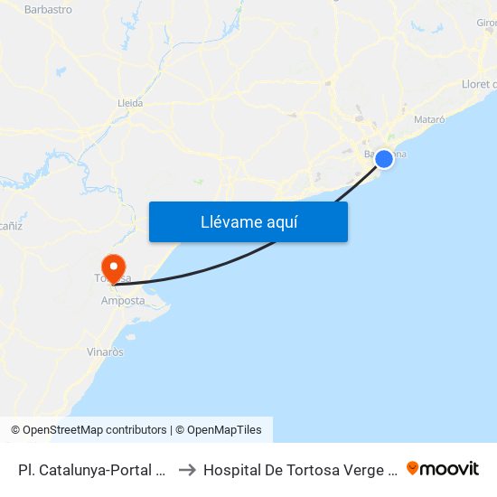Pl. Catalunya-Portal De L'Àngel to Hospital De Tortosa Verge De La Cinta map