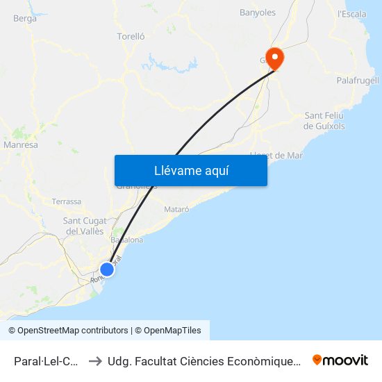 Paral·Lel-Cabanes to Udg. Facultat Ciències Econòmiques I Empresarials map