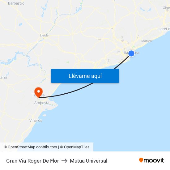 Gran Via-Roger De Flor to Mutua Universal map