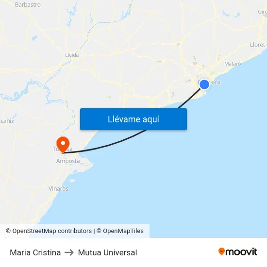 Maria Cristina to Mutua Universal map