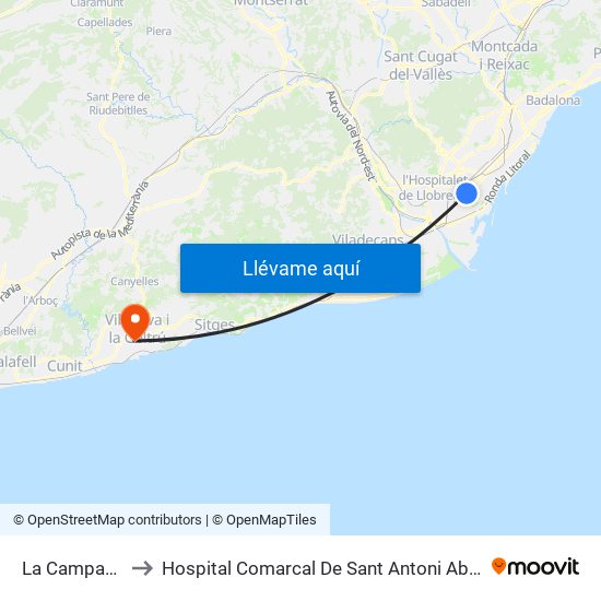 La Campana to Hospital Comarcal De Sant Antoni Abat map