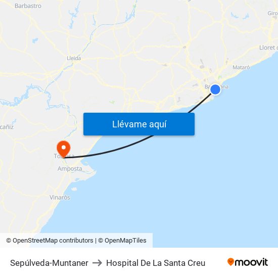 Sepúlveda-Muntaner to Hospital De La Santa Creu map