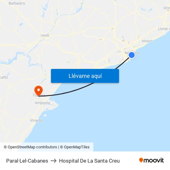 Paral·Lel-Cabanes to Hospital De La Santa Creu map