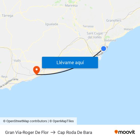 Gran Via-Roger De Flor to Cap Roda De Bara map