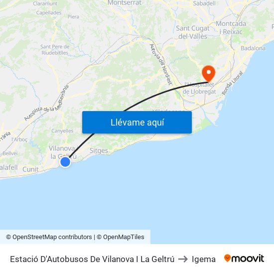 Estació D'Autobusos De Vilanova I La Geltrú to Igema map