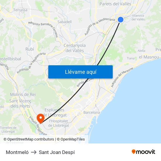 Montmeló to Sant Joan Despí map